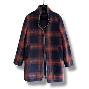 Pendleton Plaid Wool Coat with Emblem Plaid Print